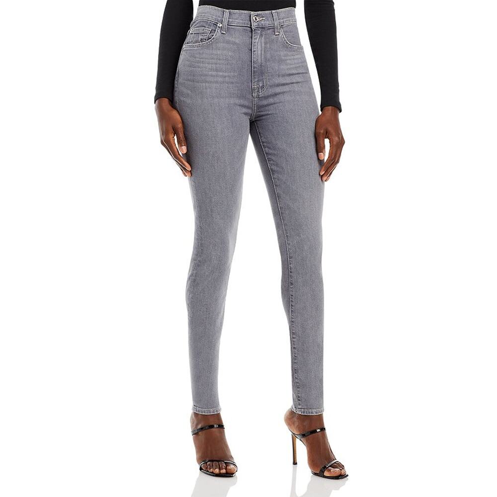 7 For All Mankind Gray High Waisted Skinny Denim Jeans Size 26